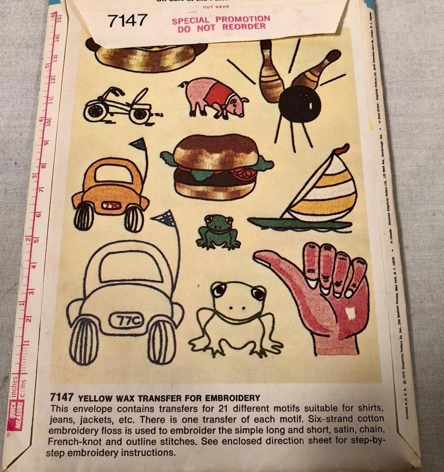 VTG 1975 SPECIAL PROMOTION SIMPLICITY EMBROIDERY DESIGN TRANSFER UNUSED UNCUT - Image 4 of 4
