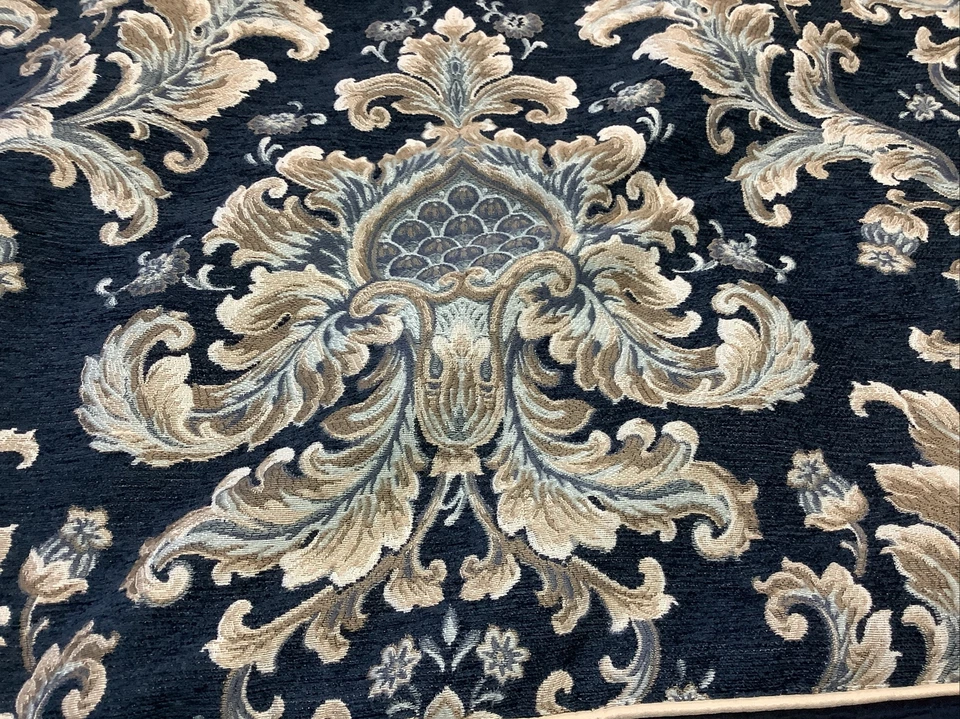 Juego de edredón Croscill Imperial Canopy Jacquard tejido Damasco King 4 piezas azul marino Foto 3 de 4