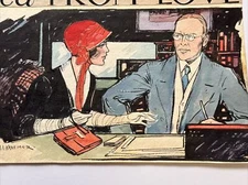 ANTIQUE ART DECO PAINTING ILLUSTRATION SPY LOVE JOSEPH L KRAEMER LISTED FAMOUS