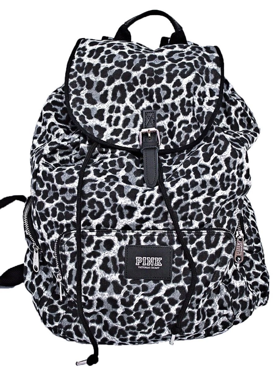 Victorias Secret Snow Leopard Full Size Backpack School Gym Tote Bag NWT