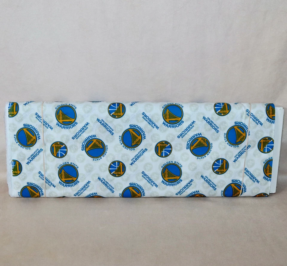 Golden State Warriors Logo Pattern NBA Cotton Fabric 1/4 Yard 9” X 44” New - Image 3 of 4