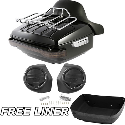 King Trunk Pad Speakers Light Top Rack Fit For Harley Electra Road Glide 2014-Up