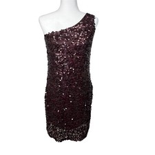 Mango One Shoulder Mini Dress Sequins Brown Party Cocktail Eras Tour Medium