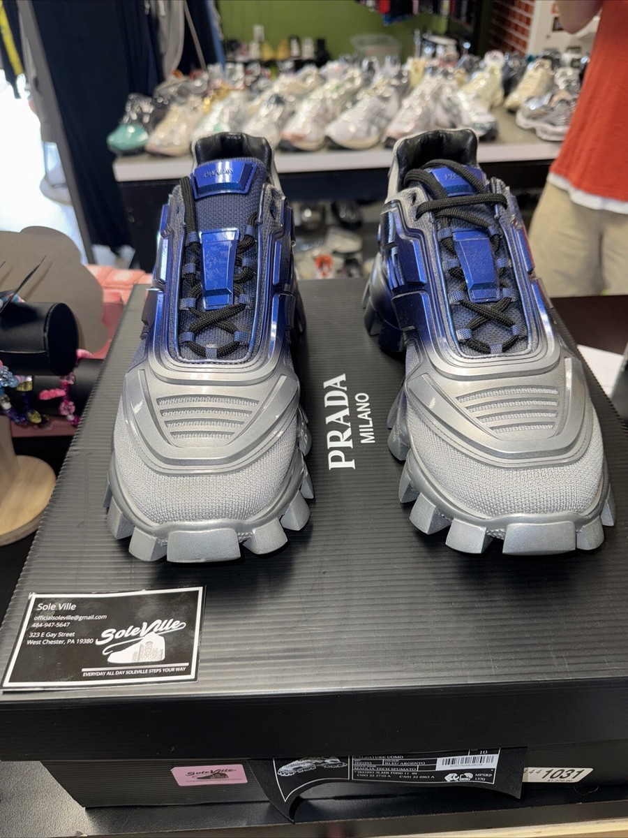 スニーカー PRADA Men Sneakers 2EE427G000MN0 F0216 BLUE PRADA Cloudbust Slip On Sneakers - 2OG064 - Blue Black - NEW