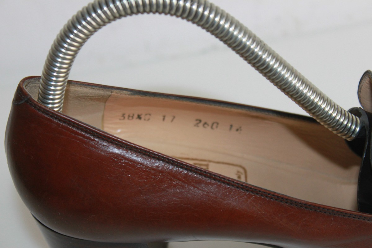 Escarpins MANFIELD En Cuir - Taille 35.5 - Bi-matière Rayures - Très Bon état - Talons Moyens