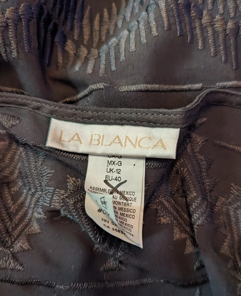 La Blanca sz US L 海滩钩针编织外衣上衣或迷你连衣裙黑色 2897 — 第 4/4 张图片
