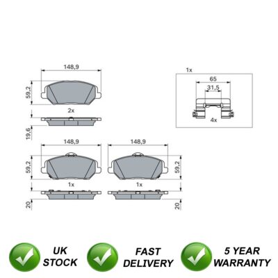 Brake Pads Set Front SJR Fits i30 Ceed 1.5 1.0 1.4 1.6 CRDi + Other Models