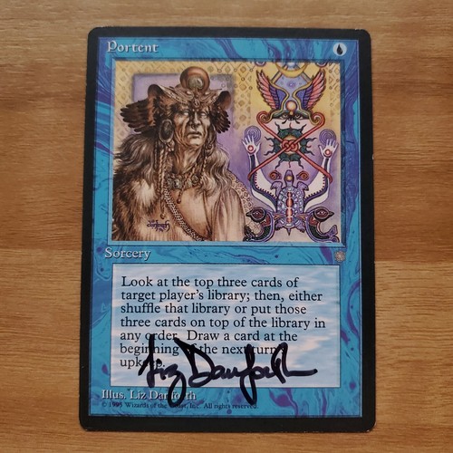 MTG Ice Age Portent Artist Signed Liz Danforth Magic the Gathering Signature