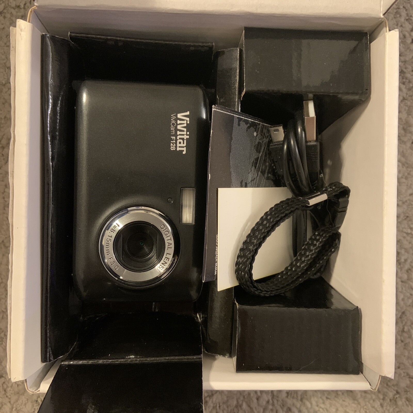 Vivitar ViviCam F128 14.1MP Digital Camera Black w/ USB Cable