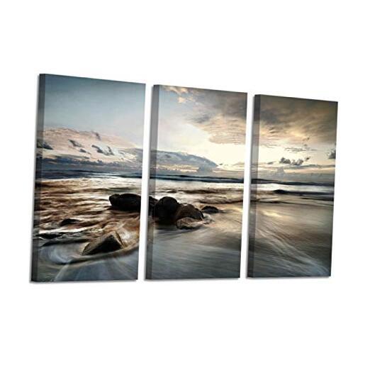 Seascape Canvas Art Wall Pictures: Beach Photographic Print on 16