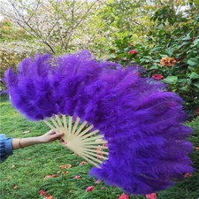 Ostrich Feather Fan Dance Stage Show Props Party Fluffy Feather Hand Fan Decorat