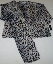 NWT Natori Silver Gray/Black WILD CHEETAH Leopard Silky Pajama/Lounge Set XL
