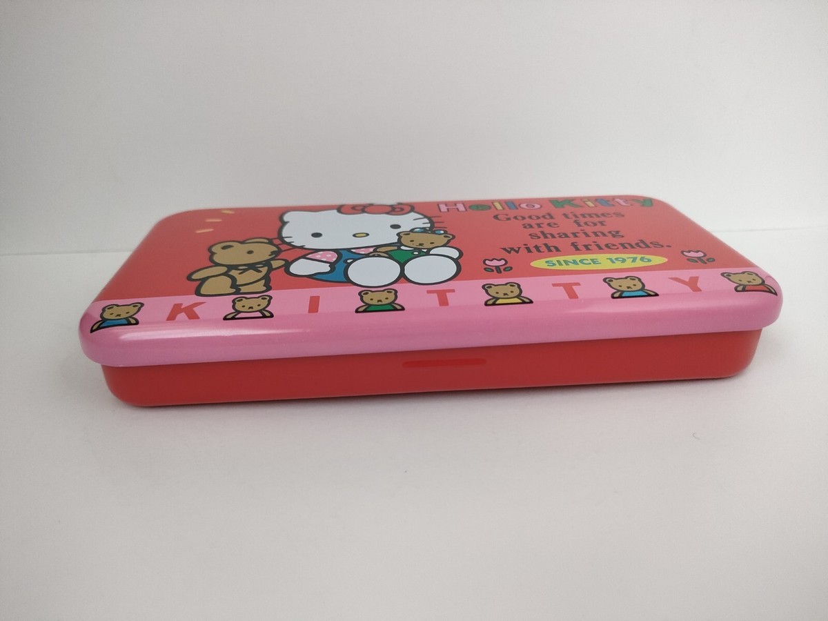 Vintage Hello Kitty Pencil Case 1991 Tin Metal Pen Cute Sanrio