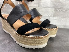 Crown Vintage Daylen Women Shoes black 8.5M Leather Espadrille Platform Sandals