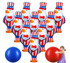 27 Inch 4th of July Inflatable Bowling Set 12 Pack Patriotic Yard Games for Kid