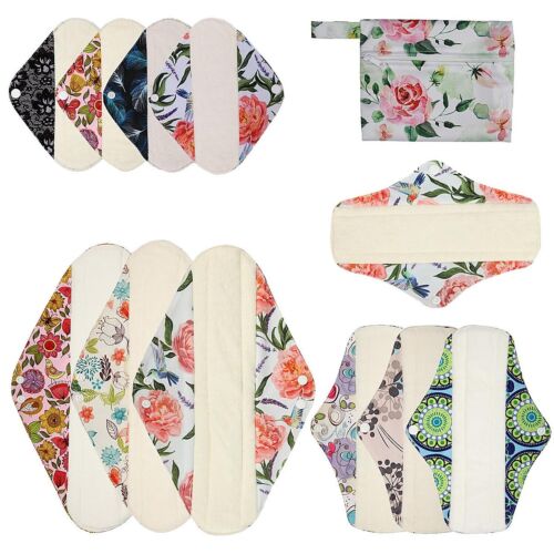 12 Pieces Cloth Menstrual Pads,Reusable Sanitary Pads,Size 8 inch,10 inch and...