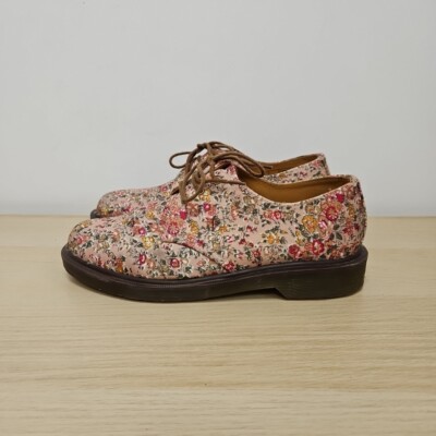 Dr Martens 1461 Plain Welt Brown Fired Taupe Floral Meadow Schuhe Größe UK 6 EU 39
