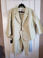 LizClaiborne women 2pcs park green stripe jacket 3X w/Capris   28W New