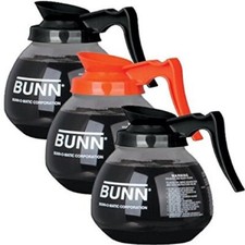 BUNN Glass Coffee Pot Decanter Carafe Set 12 Cup Regular Decaf 3 Pieces
