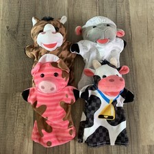 Melissa  Doug Farm Friends Hand Puppets Set of 4 - Cow, Horse, Sheep, and Pig