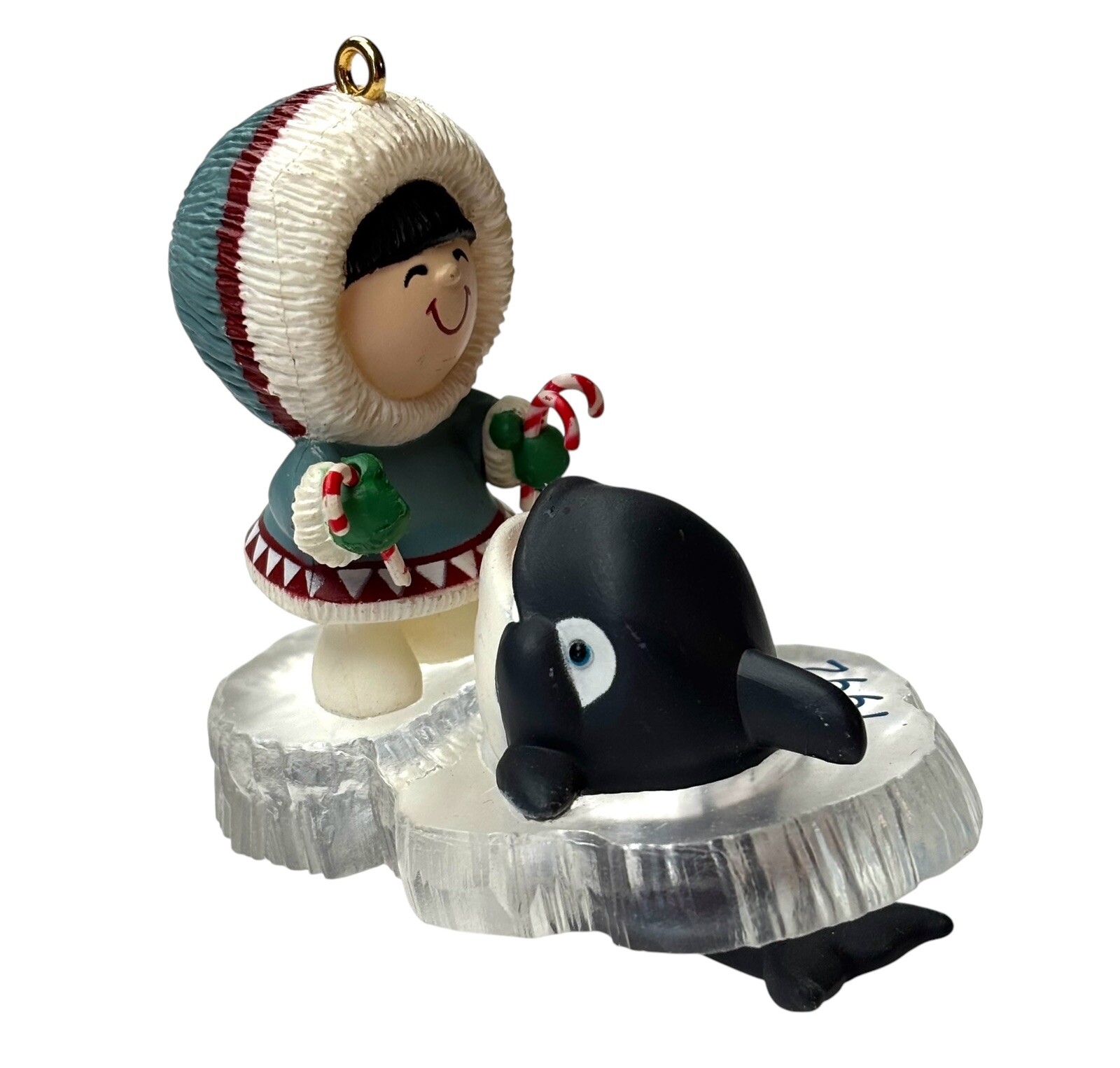 Hallmark 1992 Frosty Friends Ornament #13 Baby Whale with Candy Cane