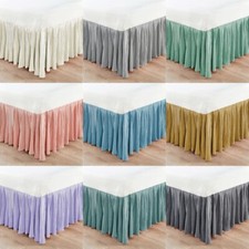 Lightweight Pleated Bed Skirt Queen King 18'' Drop Easy Fit , Solid Color