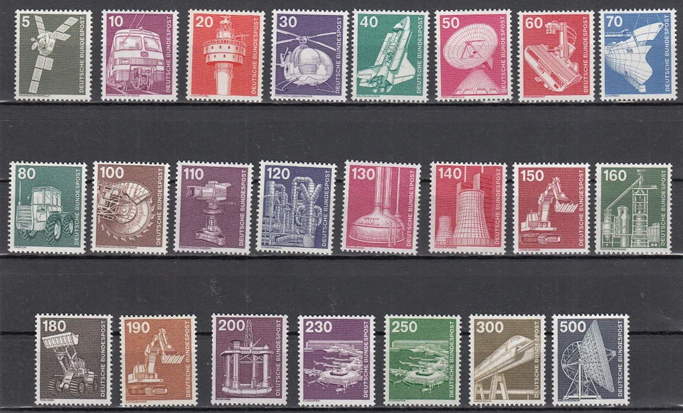 BRD Industrie und Technik 23 Werte komplett, postfrisch - Bild 1 von 1