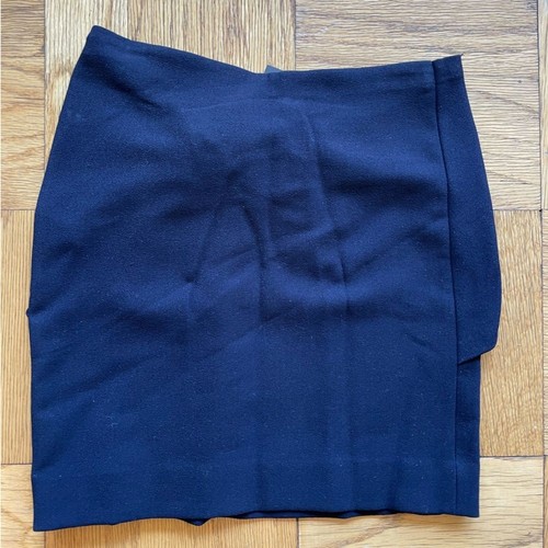 Maje NWT Mini Jupe Drapée Sz38 (~US4) navy blue mini skirt w/ front draping - Picture 4 of 10