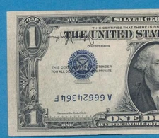 $1.00 1935-D RARE,, ENTIRE THIRD PRINTED INVERTED SILVER CERTIFICATE