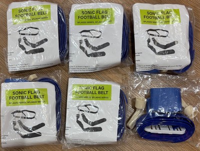Set of 6 -  Flag-A-Tag  Flag Football 42'' Waist Belts~ Blue