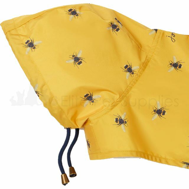 Joules Dog Coat Showerproof Pack away Lightweight Rain Jacket Gold Bee