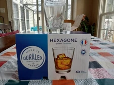 Duralex Hexagon Tumbler 10 5/8 Ounces, Set of 6 Clear Drinking Glasses