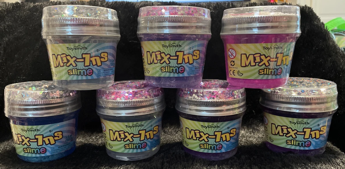 7 Toysmith Mix-Ins Glitter Slime each with different Confetti, 5.5 Ounces  NEW