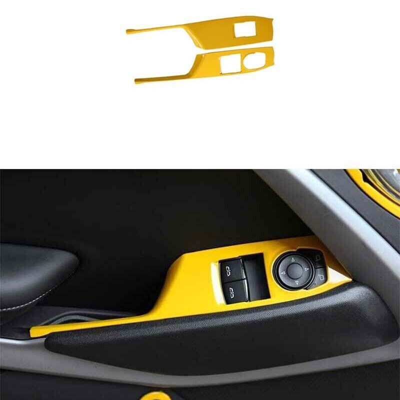 Yellow Steel Glass Window Lift Panel Trim for 2016-2021 Chevrolet Camaro