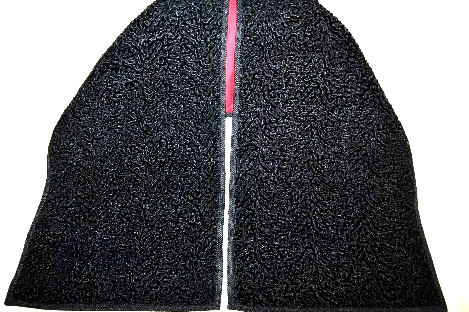 Fabulous BLACK PERSIAN LAMB REAL FUR WRAP SCARF Red Lining GREAT CONDITION