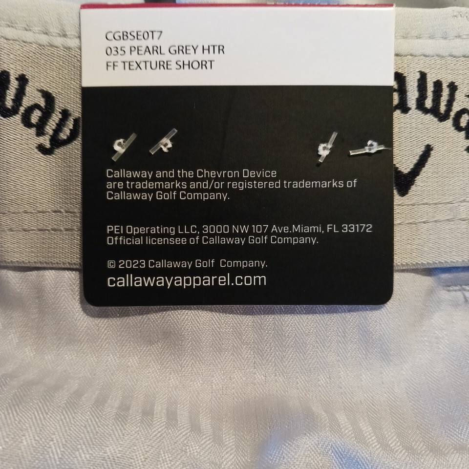 Callaway Mens Size 34 Performance Golf Shorts Pearl Grey Heather 9