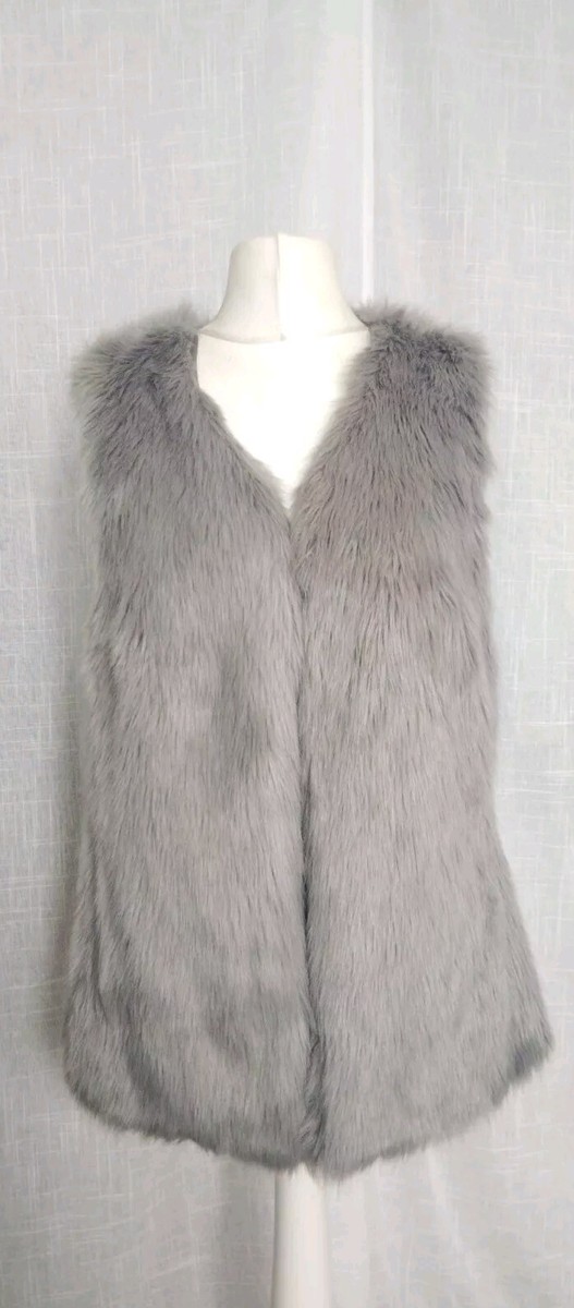 Xs, Oasis, Grey Faux Fur Gilet, Sleeveless Jacket UK