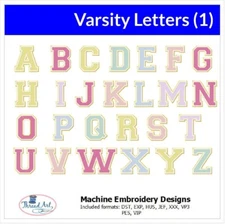 Embroidery Design Set - Varsity Letters - 26 designs - 9 Formats - USB Stick