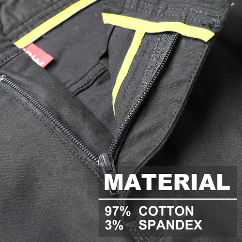Mens Cargo Pants Work Trousers Elastic Cuffed Stretch Cotton Reflective Tape UPF - Picture 6 of 77