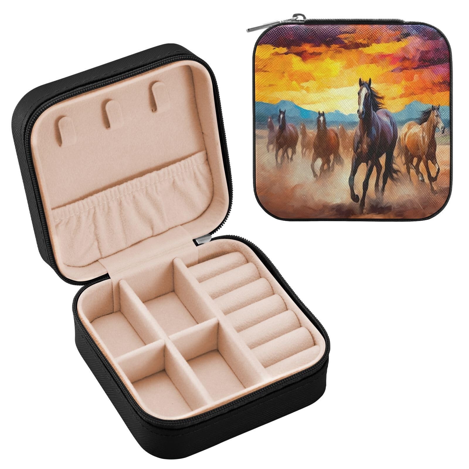 Horse Jewelry Box for Teens Girls Women Birthday Christmas Gift, Portable PU ...