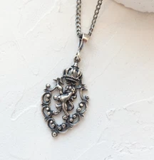 Sterling Silver Lion Pendant-Rope chain 18" Leo Lion Necklace,zodiac 