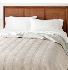 Hearth Hand Magnolia King Grid Stitched Taupe Green Cream Quilt NWOT