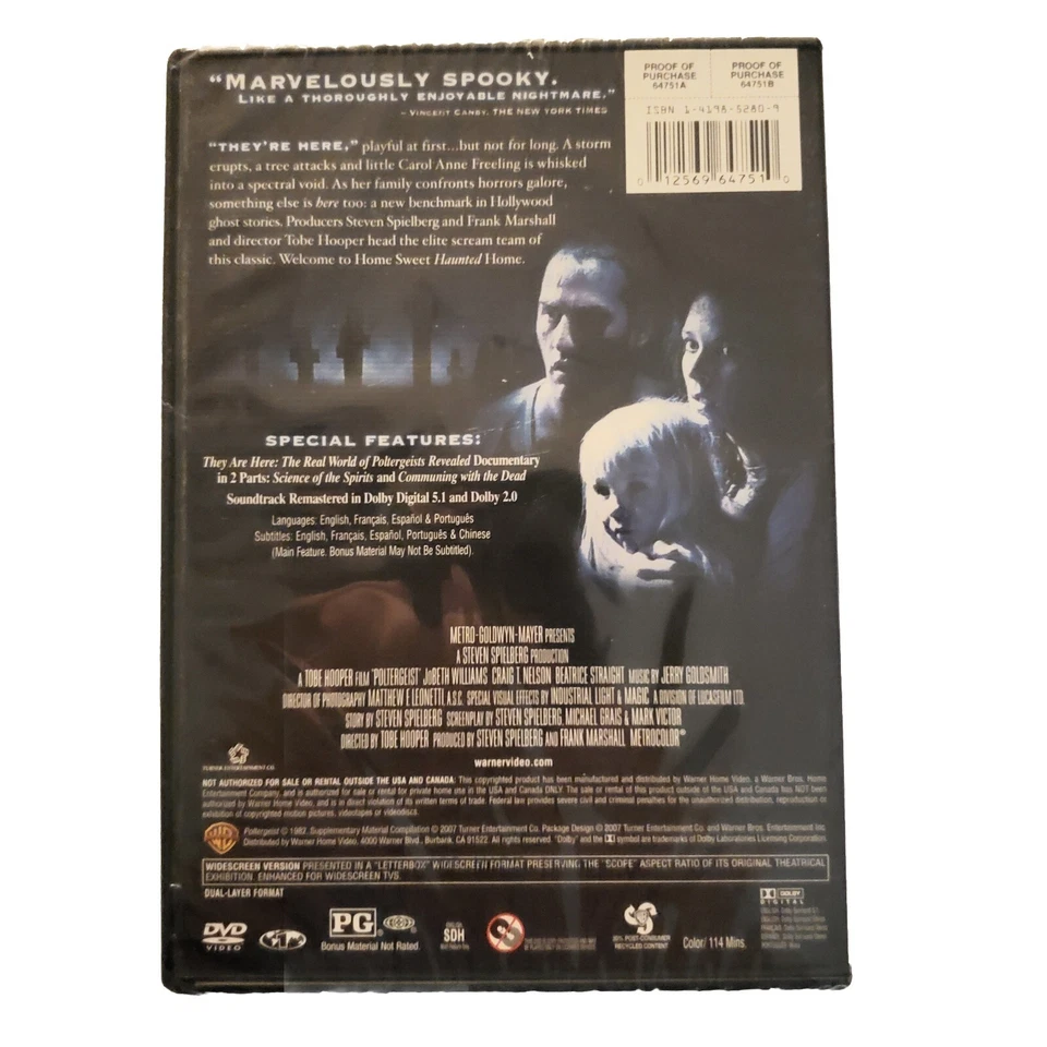 Poltergeist  DVD Warner Bros 2007 Brand New, Sealed, Unopened upc 1256964751 - Image 2 of 4
