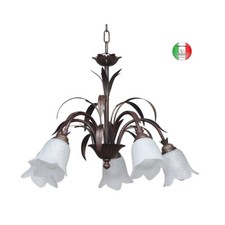 Lampadario a sospensione in Ferro Battuto 5 luci vintage Made in Italy