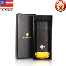 Classic 2 Tubes Leather Travel Cigar Case Holder Humidor Gift Box with Galiner