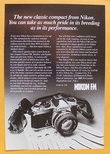 Nikon FM Camera   1978 magazine print ad 10" x 7"