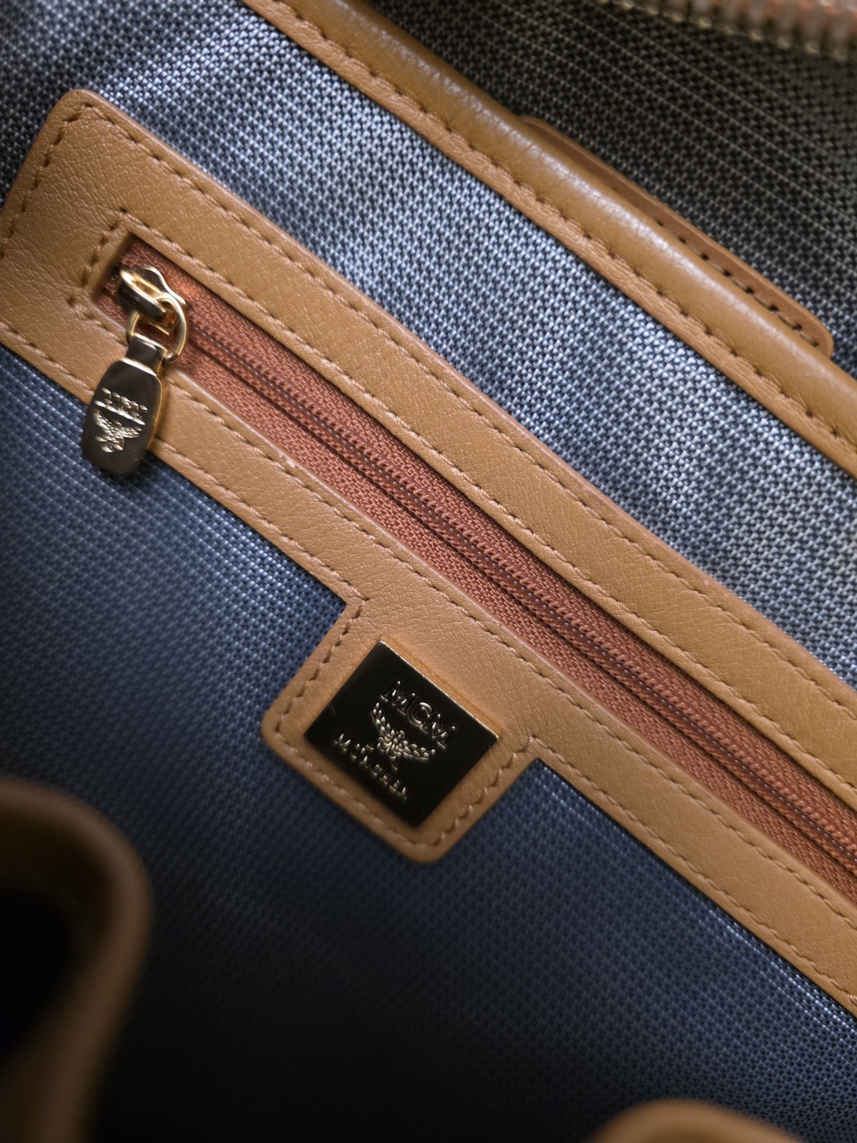 Authentic MCM Visetos Monogram Print Studded Cogn… - image 13