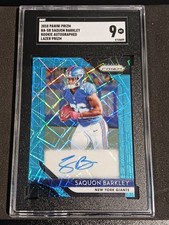 2018 Panini Prizm Football Saquon Barkley LAZER PRIZM ROOKIE RC AUTO SGC 9 Mint