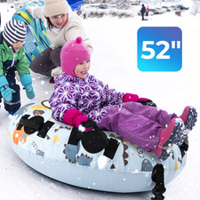 52" Inflatable Snow Tube Heavy-Duty Inflator with Premium Polyester Oxford Cover