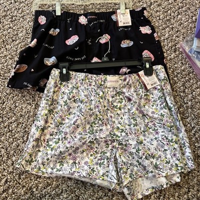 Joyspun Black White Women s Sleep Shorts S Small 4-6 Set Of 2